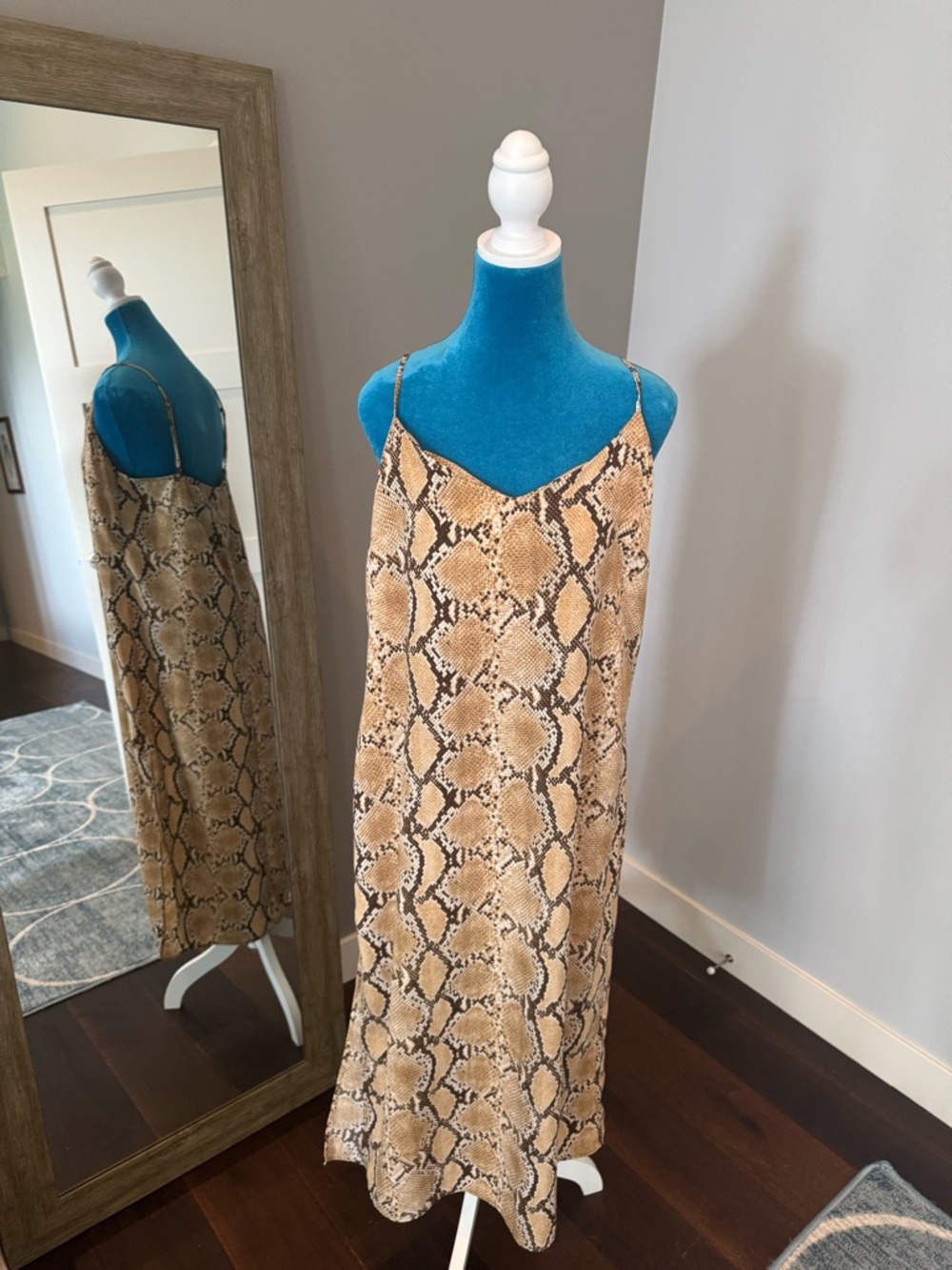H&M Snake Print Slip Dress in Beige and Black